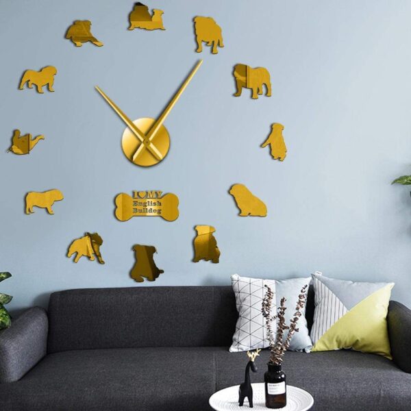 Frenchie World Shop Gold / 27inch English Bulldog Giant Wall Clock