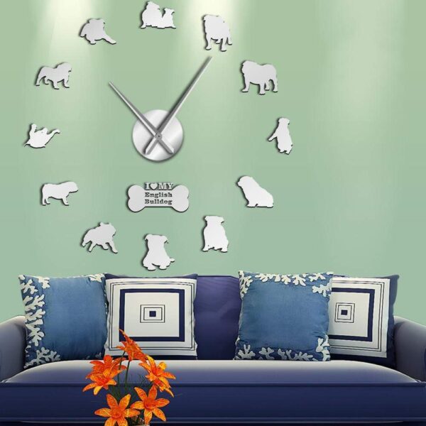 Frenchie World Shop Silver / 27inch English Bulldog Giant Wall Clock