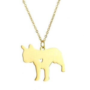 Frenchie World Shop Engraved French Bulldog Necklace with Pendant Charm