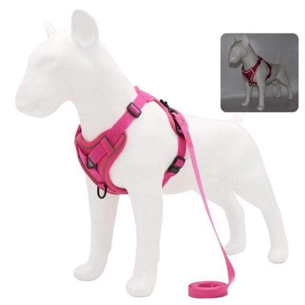 Frenchie World Shop Rose Red / M Escape Proof Dog Harness and Leash Set for Small Dogs Cats Outdoor Walking Reflective Nylon Padded French Bulldog Harness Vest