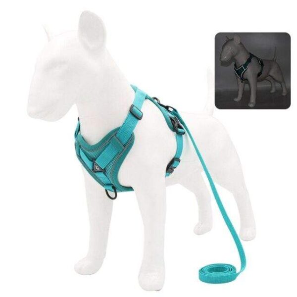 Frenchie World Shop Sky Blue / M Escape Proof Dog Harness and Leash Set for Small Dogs Cats Outdoor Walking Reflective Nylon Padded French Bulldog Harness Vest