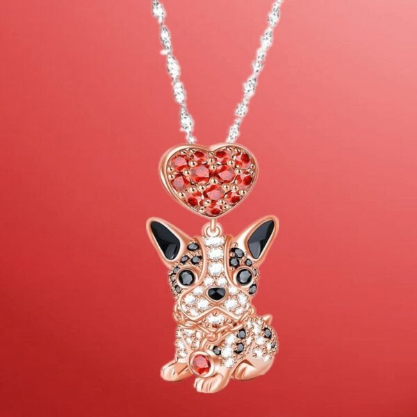 Frenchie World Shop Exquisite Fashion Dog Necklace Natural Shiny Zircon Dog Necklace Casual Elegant Woman Necklace Ladies Jewelry Banquet Jewelry