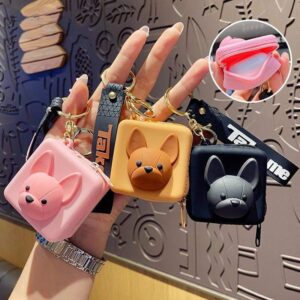 Frenchie World Shop Fashion Creative Bulldog Coin Purse Keychain Cute Personality Storage Bag Car Pendant Couple Accessories Jewelry Gift