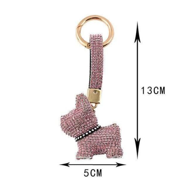 Frenchie World Shop 06 Fashion Punk Full Drill French Bulldog Keychain For Women Rhinestone Dog Key Chain Bag Pendant Jewelry Trinket Men's Car Keyring