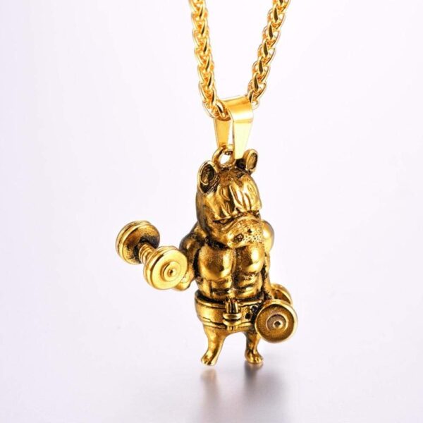 Frenchie World Shop "Fitness & Frenchies" Gold/Silver Plated Pendant