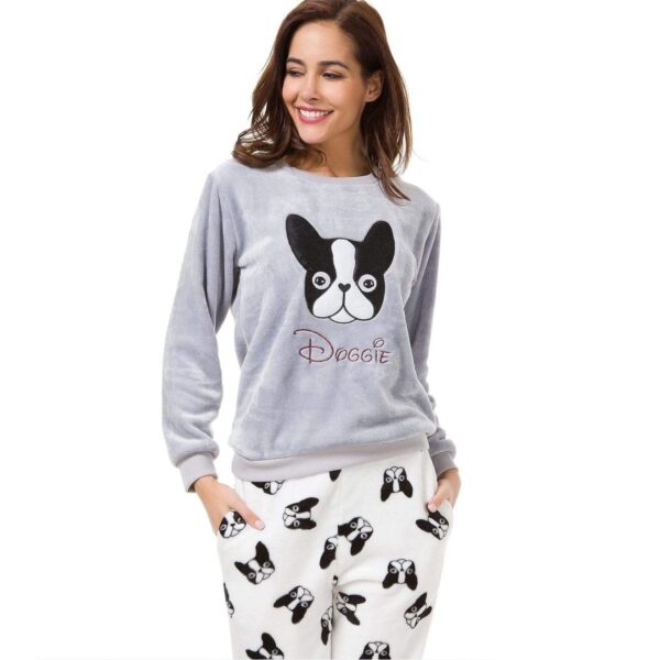 Frenchie World Shop A Dog / L Flannel Women Pajamas