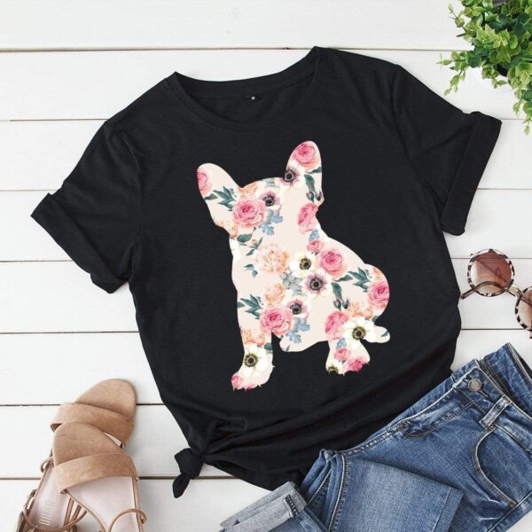Printify T-Shirt Black / S Floral French Bulldog T-shirt