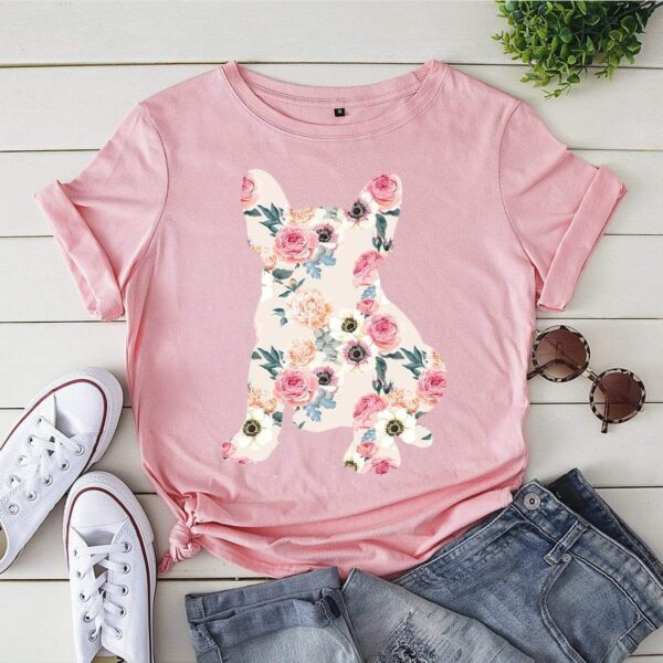 Printify T-Shirt Light Pink / S Floral French Bulldog T-shirt