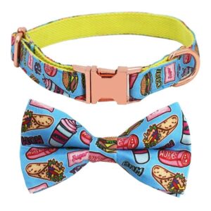 Frenchie World Shop Foodie Printed Collar, Leash & Bowtie Set