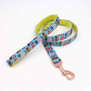 Frenchie World Shop leash / XS(15-25cm Length) Foodie Printed Collar, Leash & Bowtie Set