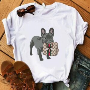 Frenchie World Shop French Bulldog Biting Bag Summer t-shirts