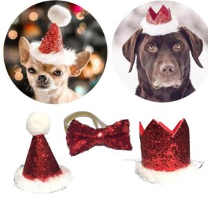 Frenchie World Shop French Bulldog Christmas Bow Tie and Cap Set