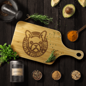 teelaunch Wood Cutting Boards Wood Cutting Board With Handle French Bulldog Club Wood Cutting Board With Handle