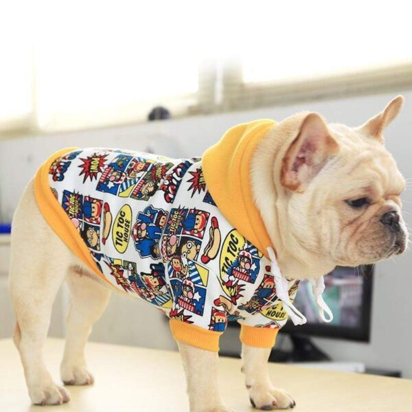 Frenchie World Shop Yellow / XXL French Bulldog Comic Hooded Sweater