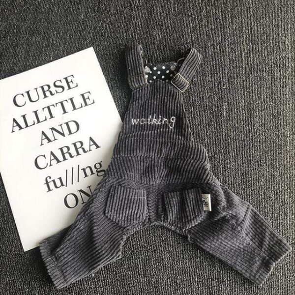 Frenchie World Shop Gray / L French Bulldog Corduroy Overalls