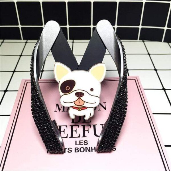 Frenchie World Shop black 04 French Bulldog Diamond Crystal Mobile Car Phone Holder