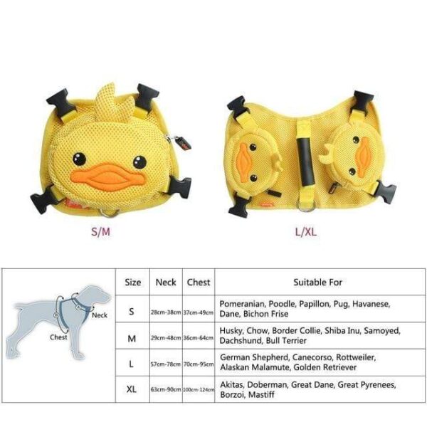 Frenchie World Shop French Bulldog Duck Dog Backpack Harness Set