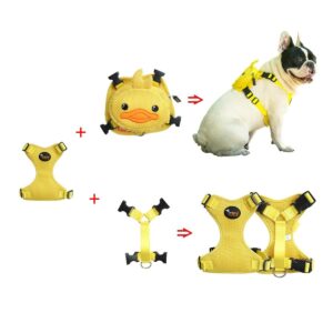 Frenchie World Shop French Bulldog Duck Dog Backpack Harness Set