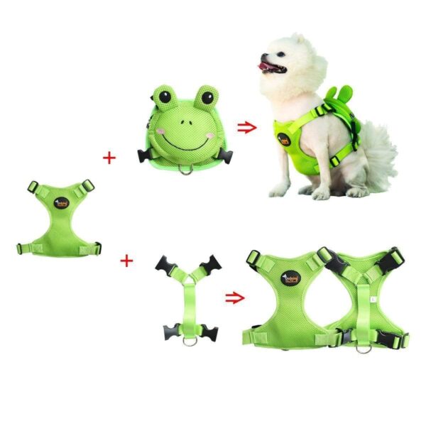 Frenchie World Shop French Bulldog Frog Dog Backpack Harness Set