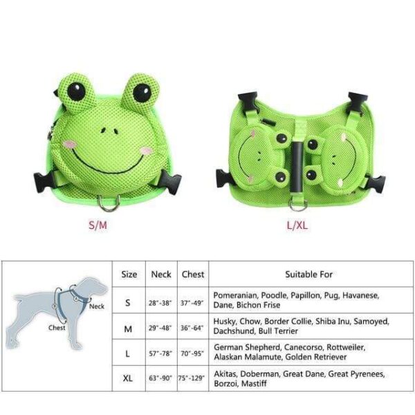 Frenchie World Shop French Bulldog Frog Dog Backpack Harness Set