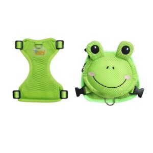 Frenchie World Shop green / M French Bulldog Frog Dog Backpack Harness Set