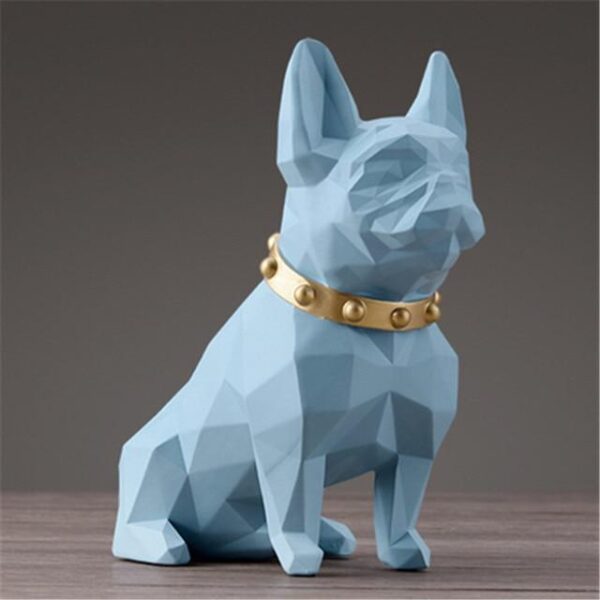 Frenchie World Shop Deep Blue French Bulldog Geometric Art Sculpture