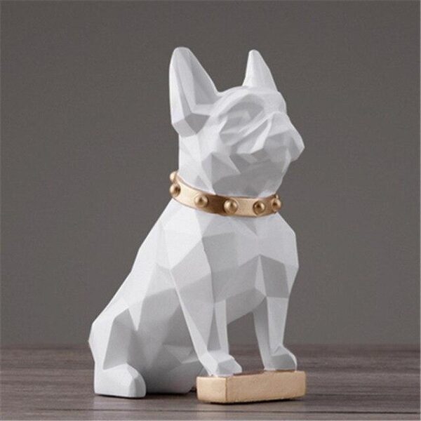 Frenchie World Shop Pure White French Bulldog Geometric Art Sculpture