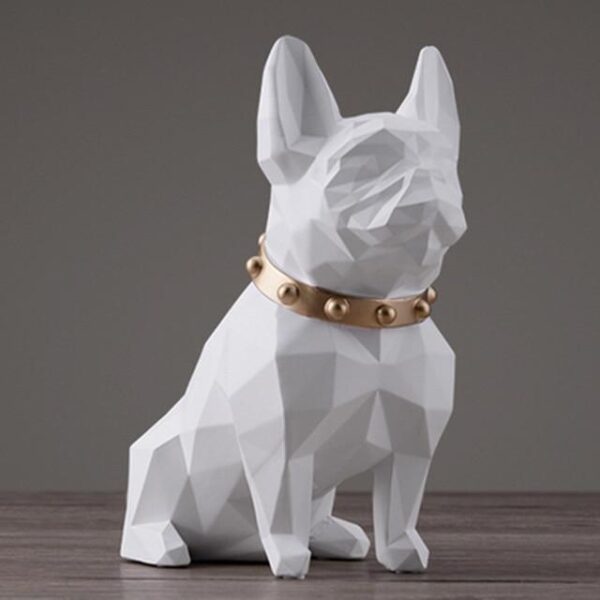 Frenchie World Shop White French Bulldog Geometric Art Sculpture