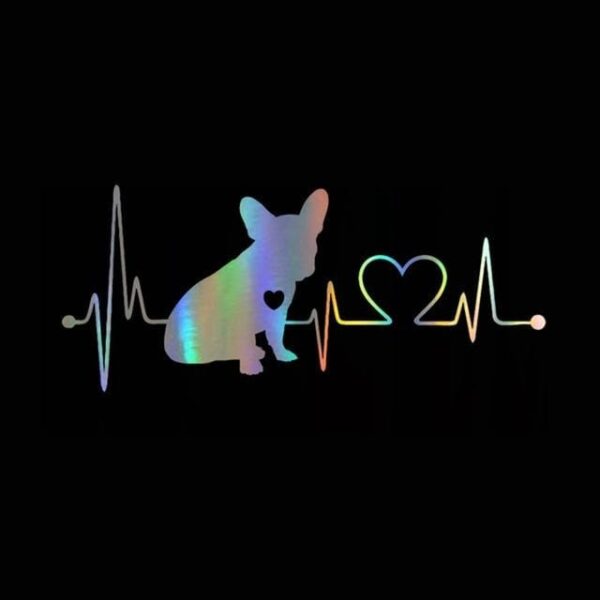 Frenchie World Shop Laser / 1pcs French Bulldog Heartbeat Bumper Sticker