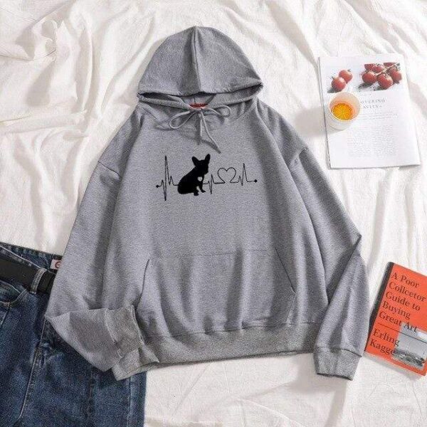 Frenchie World Shop gray / M French Bulldog Heartbeat Women Hoodie