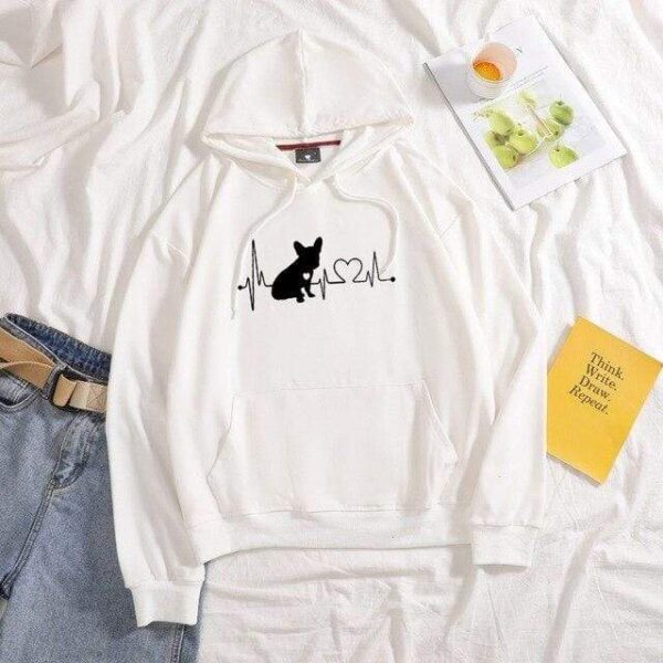 Frenchie World Shop white / M French Bulldog Heartbeat Women Hoodie