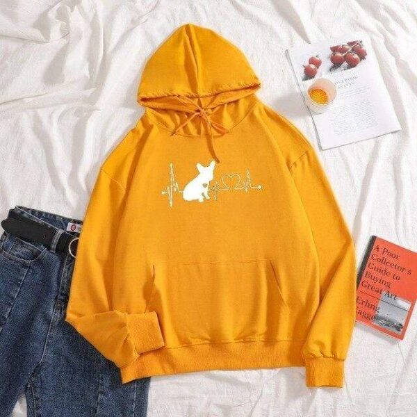 Frenchie World Shop yellow / XL French Bulldog Heartbeat Women Hoodie