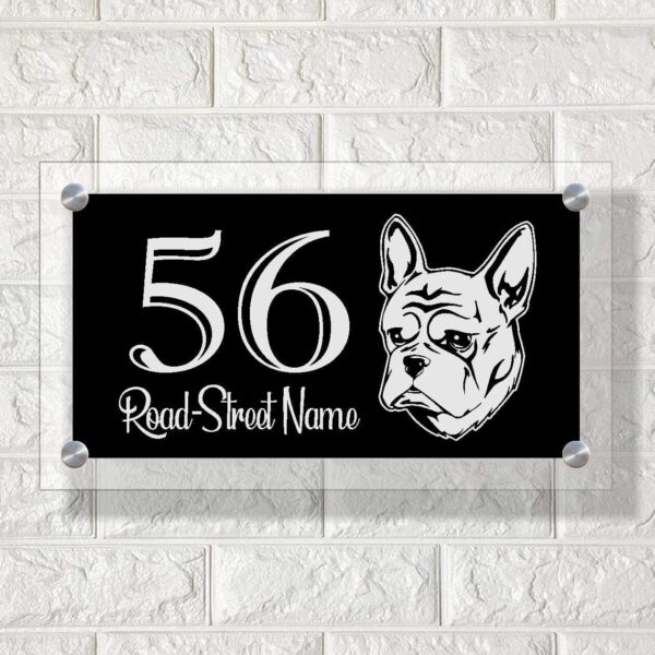 Frenchie World Shop French Bulldog House Number Sign