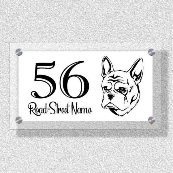 Frenchie World Shop White / 18cm / 30cm French Bulldog House Number Sign