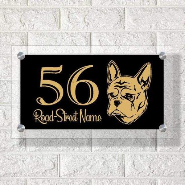 Frenchie World Shop Yellow / 18cm / 30cm French Bulldog House Number Sign