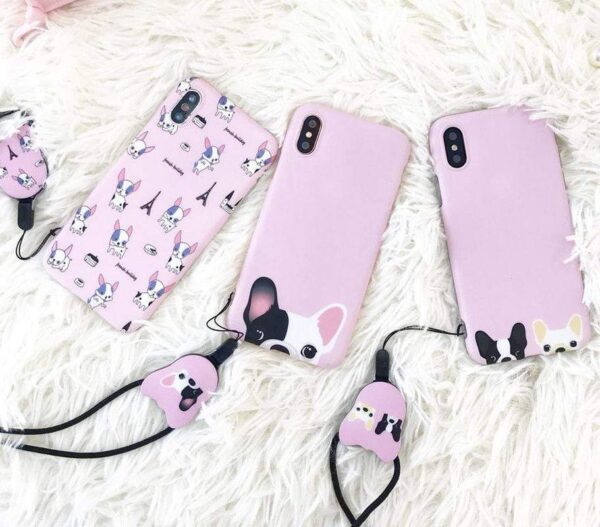 Frenchie World Shop French Bulldog iPhone case + Rope Holder