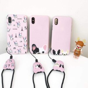 Frenchie World Shop French Bulldog iPhone case + Rope Holder