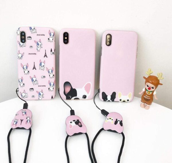 Frenchie World Shop French Bulldog iPhone case + Rope Holder