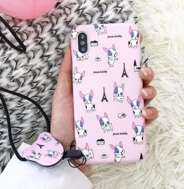 Frenchie World Shop Style 3 / For iphone 7 plus French Bulldog iPhone case + Rope Holder