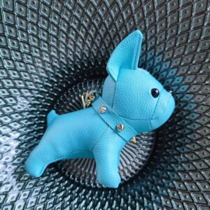 Frenchie World Shop French Bulldog Keychain PU Leather Animal Dog Keyring Holder Bag Charm Trinket Chaveiros Bag Accessories Punk Style Pendant