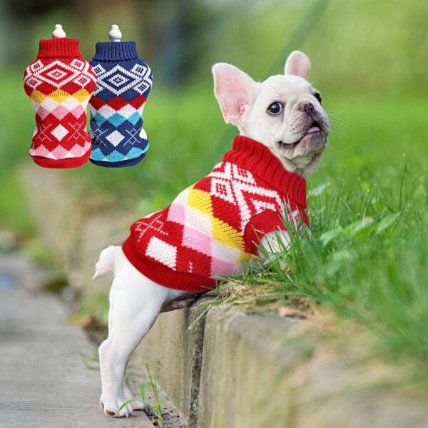 Frenchie World Shop French Bulldog Knitted Argyle Sweater