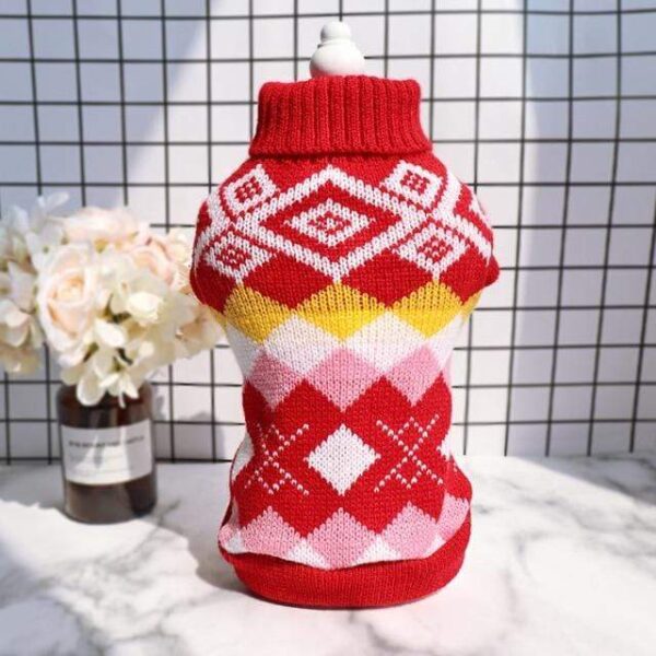 Frenchie World Shop Red / L French Bulldog Knitted Argyle Sweater