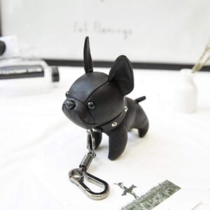 Frenchie World Shop French Bulldog Leather Keychain