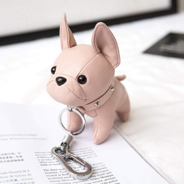 Frenchie World Shop Nude Pink French Bulldog Leather Keychain