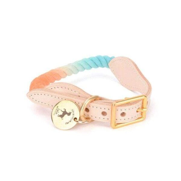 Frenchie World Shop Orange-blue / L French Bulldog Luxurious Rope Collar With ID Tag