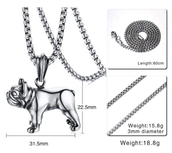Frenchie World Shop French Bulldog Pendant Necklace (Stainless Steel)