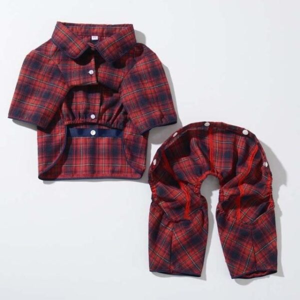 Frenchie World Shop Red / L French Bulldog Plaid Pajama Outfit