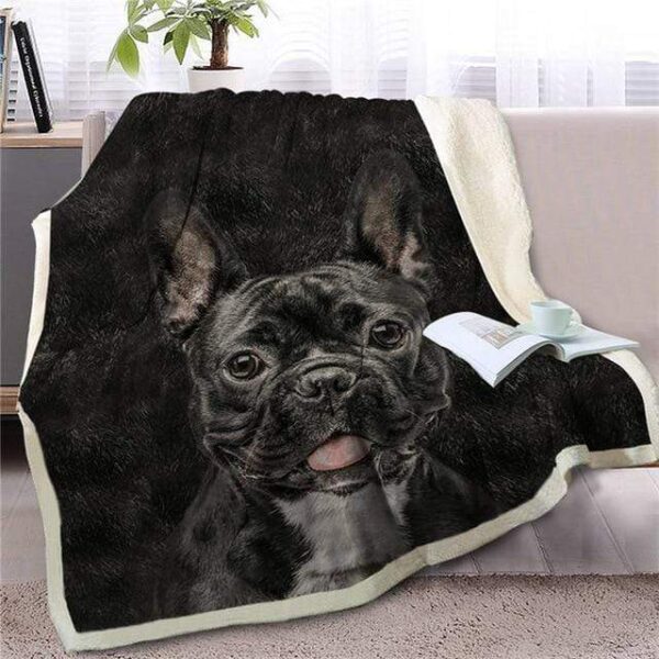 Frenchie World Shop 150cm x 200cm / 150cmx200cm French Bulldog Sherpa Throw Blanket