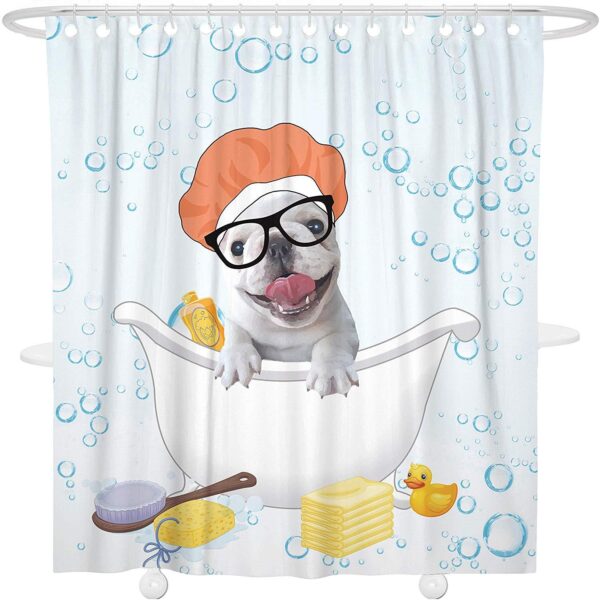 Frenchie World Shop 90W X 180H French Bulldog Shower Waterproof Curtain