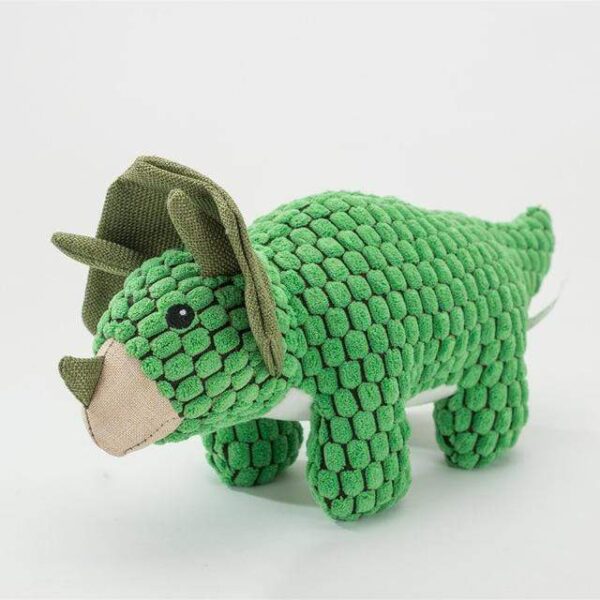 Frenchie World Shop Green Triceratops French Bulldog Squeaky Dinosaur Toys